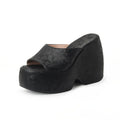 Wedge Heel Jacquard Plus-Size Open-Toe Platform Sandals