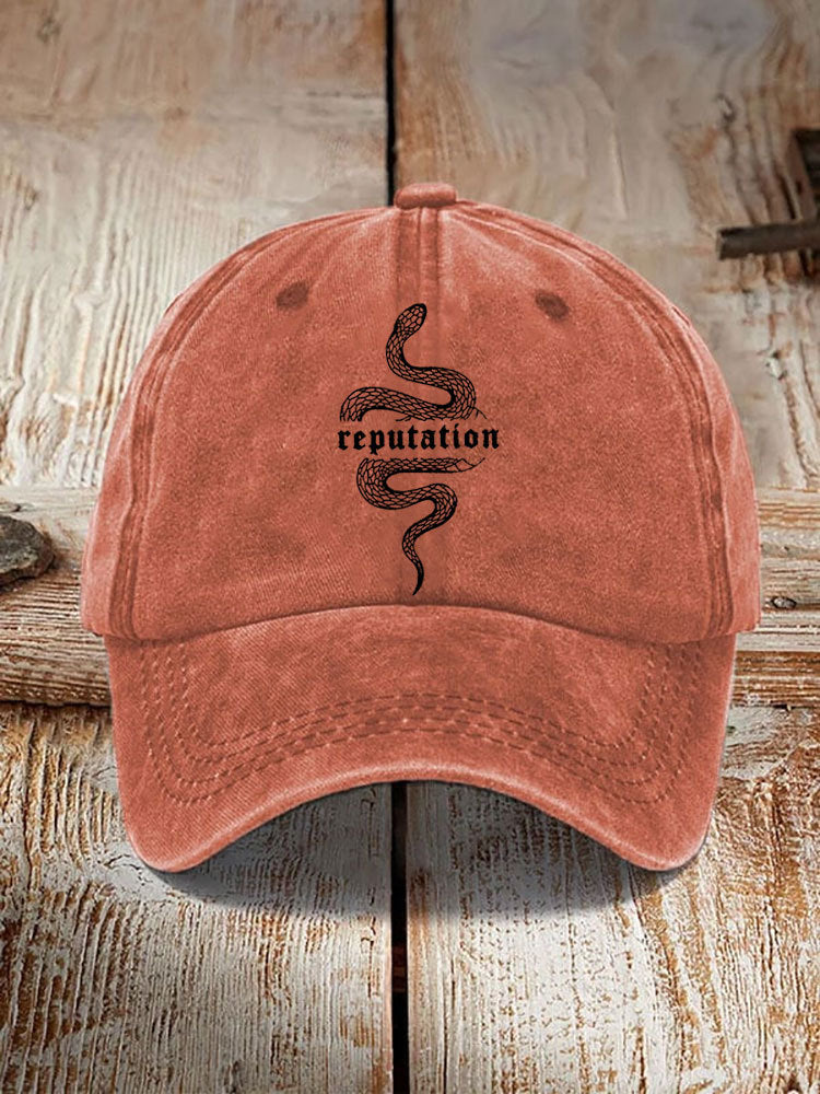 Washed Cotton Printed Hat Distressed Style Mens Vintage