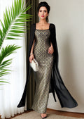 Womens Retro, Opulent Square-Neck Backless Elegant Muslim Dress For Banquets And Parties