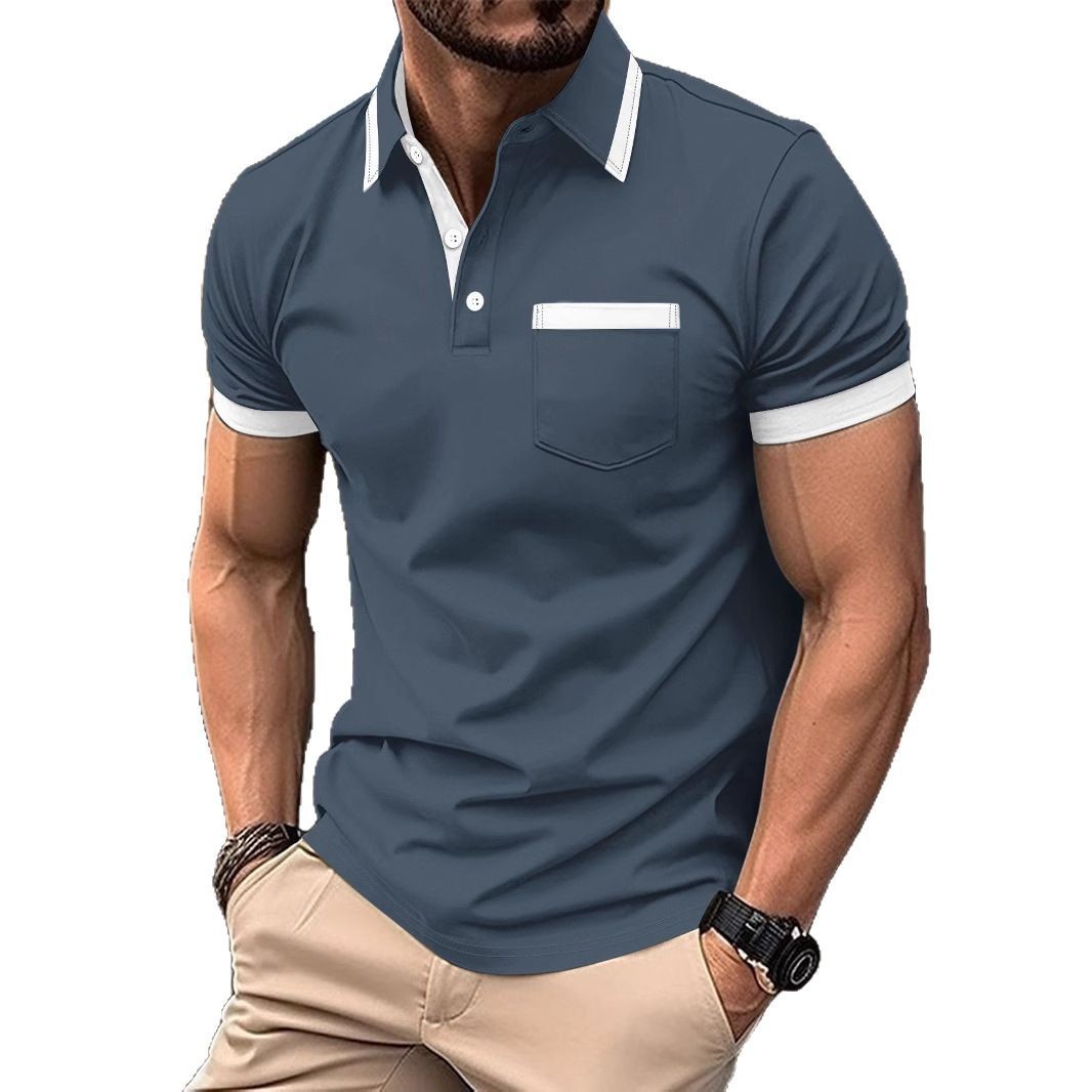 Men's Patchwork Button Pocket Casual Top
