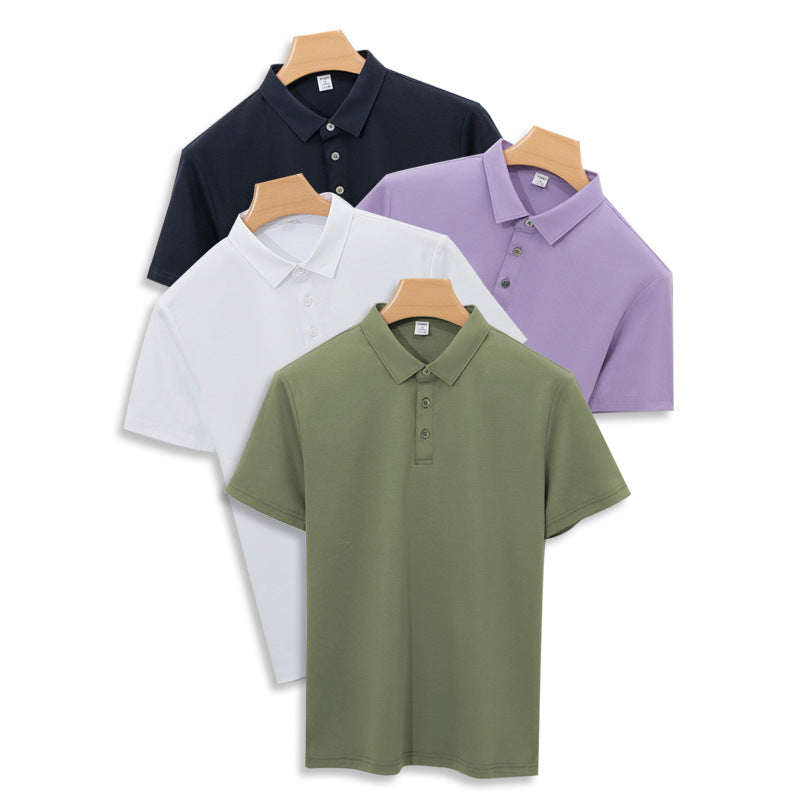 High-end 120-count Double-sided Mercerized Cotton Mens Short-sleeve Polo Shirt