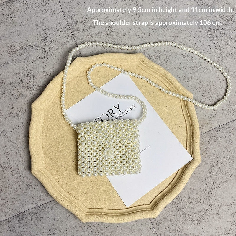 Summer Crossbody Versatile Mini Retro Handwoven Pearl Bag