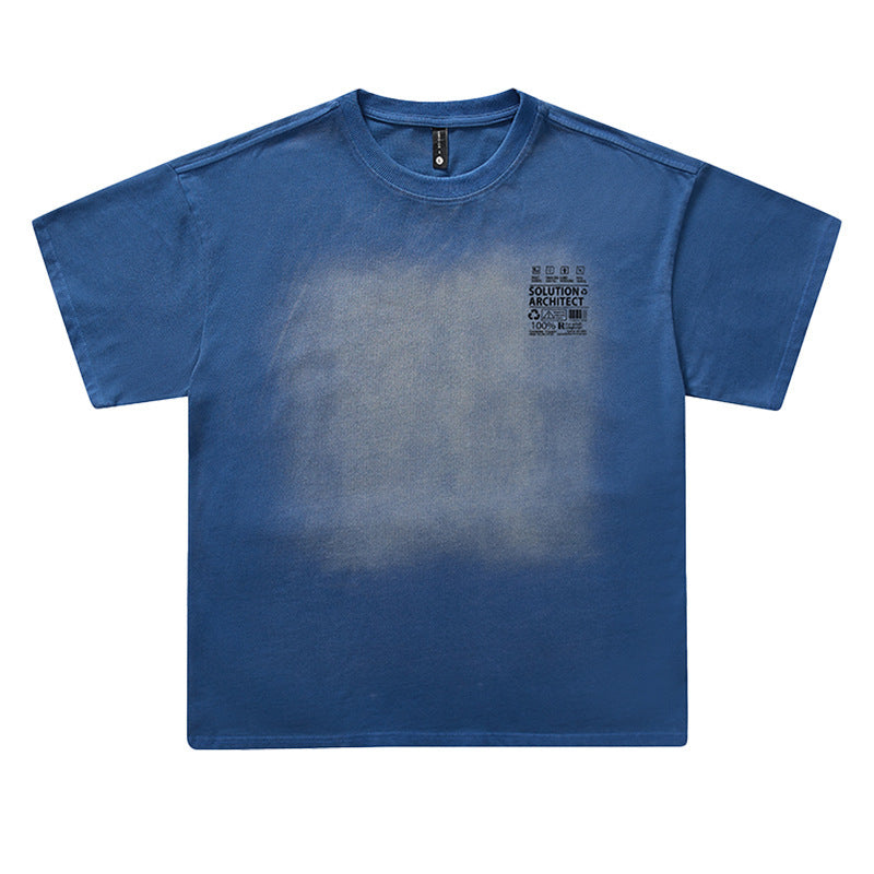 Retro Washed-print Short-sleeve T-shirt