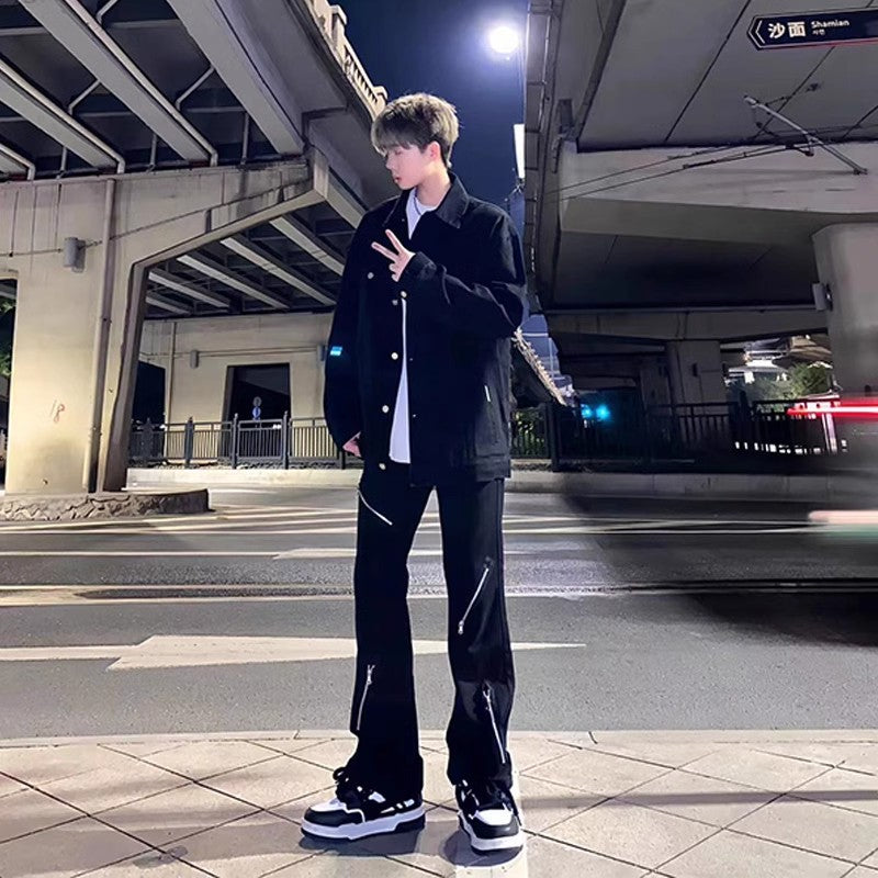 Mens High-street Edgy And Stylish Loose-fit Pants