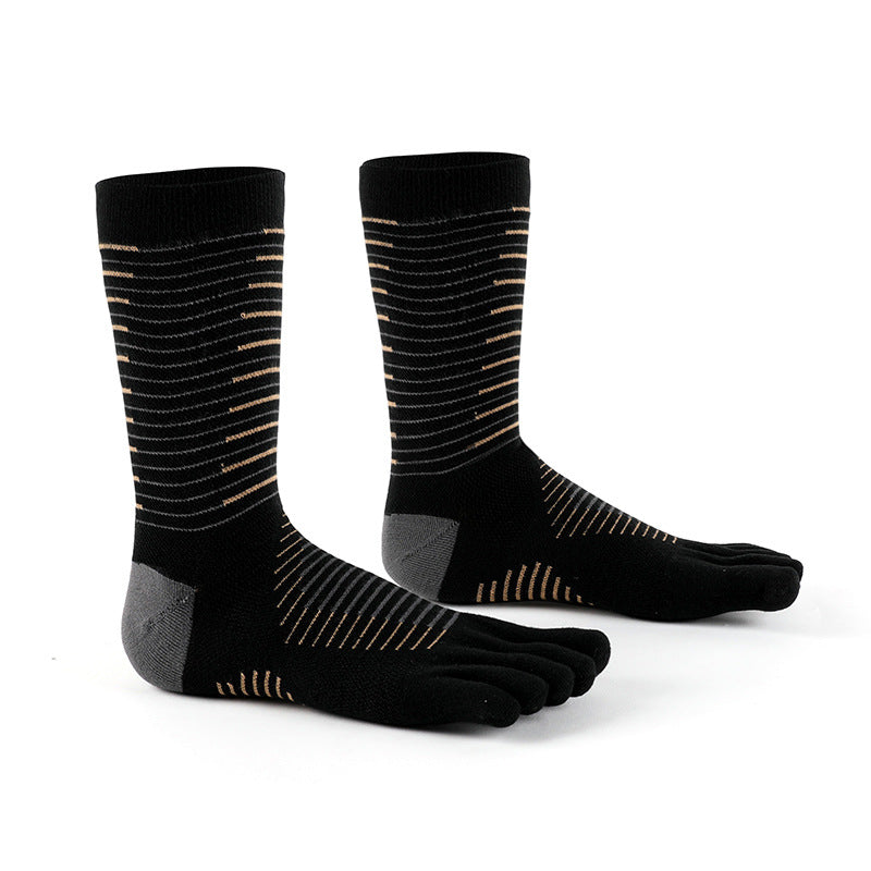 Outdoor Marathon Running Men's Mid-Calf Non-Slip Five-Finger Socks