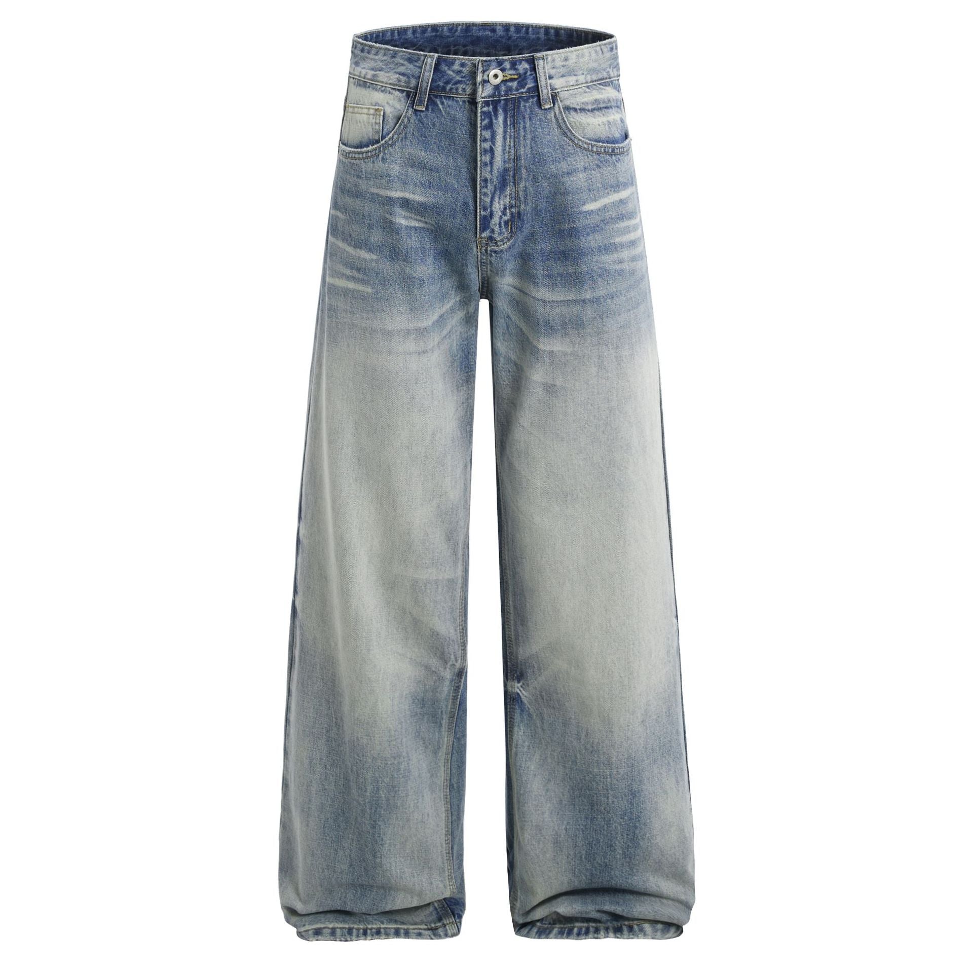 Retro Distressed Wide-leg Unisex American High-street Straight-leg Casual Trousers
