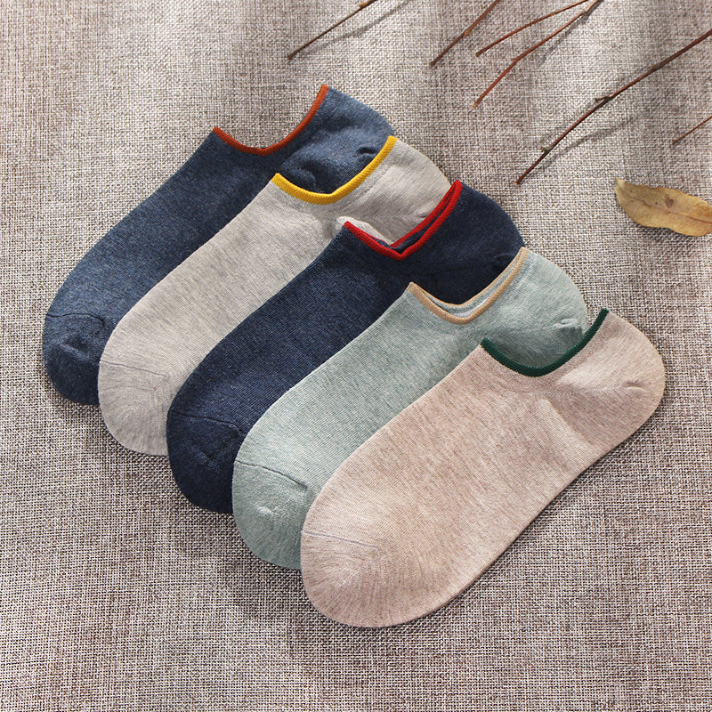 Summer Low-cut Solid-color Business Cotton Trendy Sweat-absorbent Breathable And Low-cut Ankle Socks
