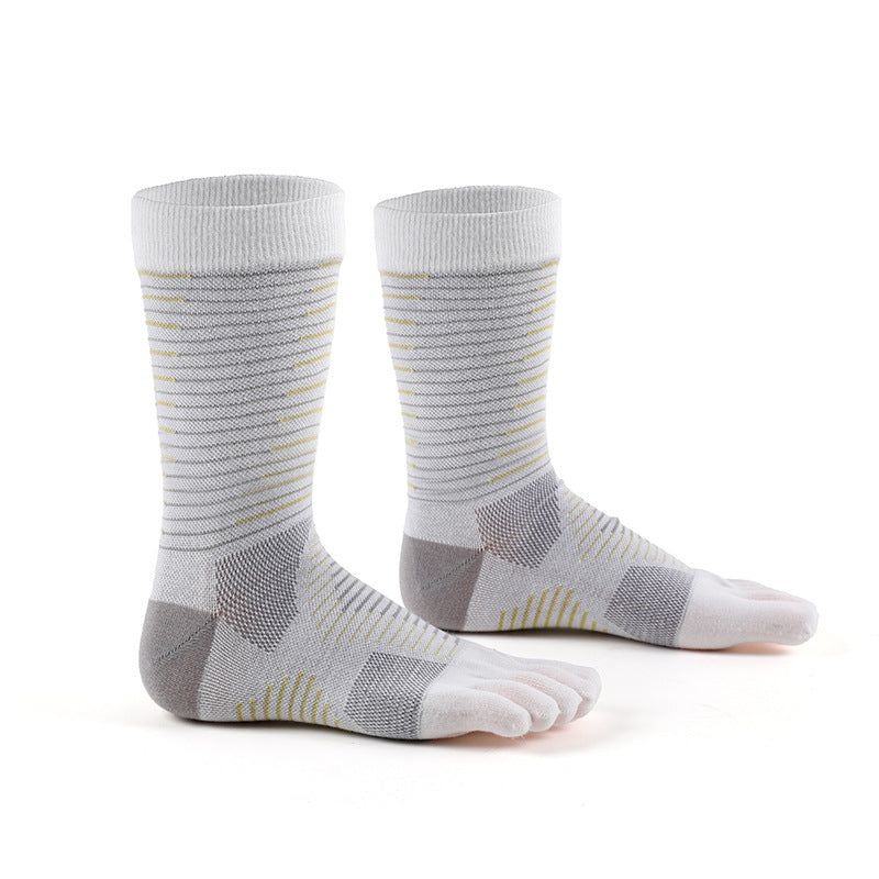Outdoor Marathon Running Men's Mid-Calf Non-Slip Five-Finger Socks