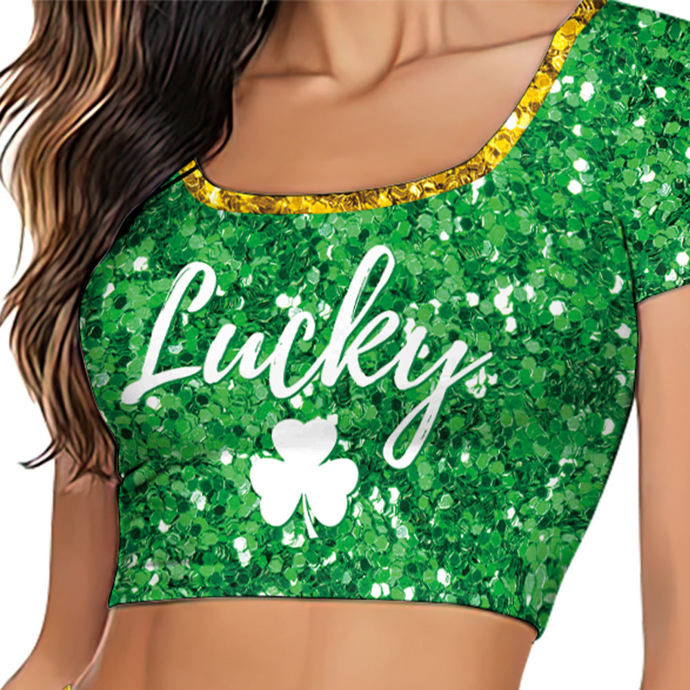 St Patricks Day Costume Womens Casual Top And Skirt