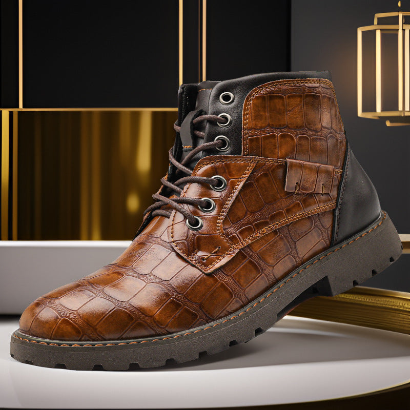 Retro Casual Outdoor Side Zipper Leather Boots