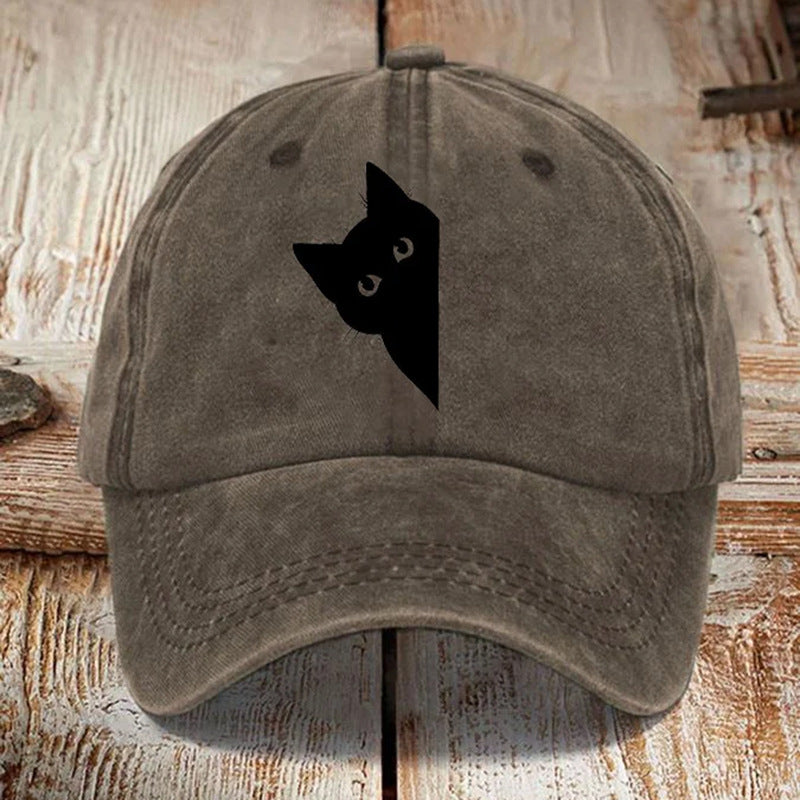 Washed Cotton Printed Hat Distressed Style Mens Vintage