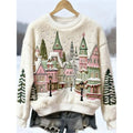 Womens Autumn Winter Christmas Cartoon Puppy Crew-Neck Sweatshirt
