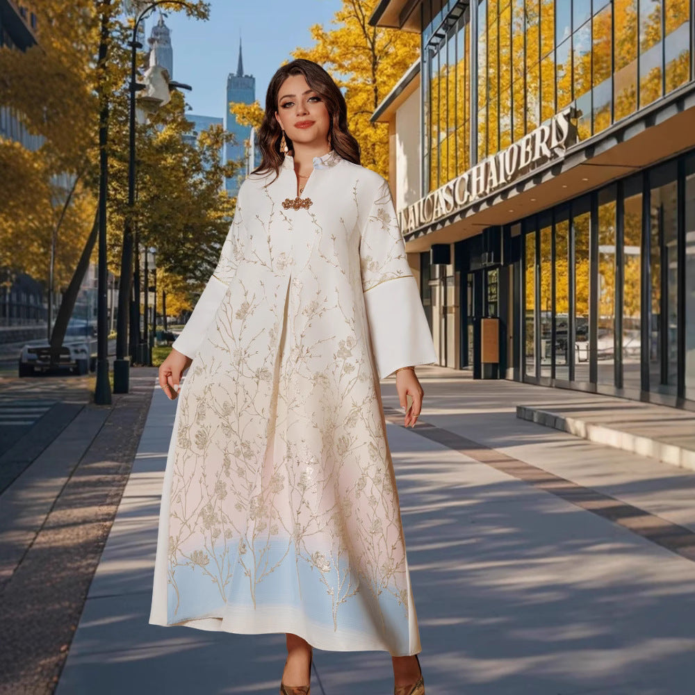 Middle East Muslim Stand Collar Gradient Women's Robe