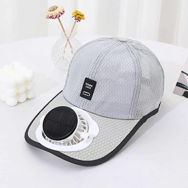 Breathable Mesh Cap With A Solar-powered Fan