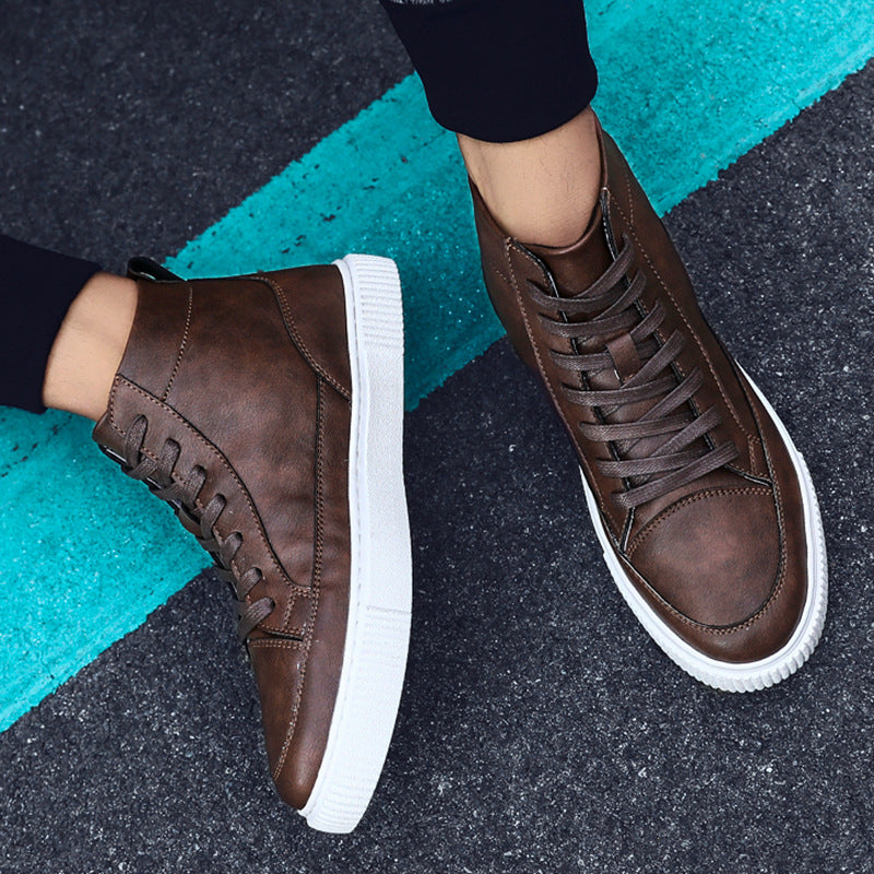 High-top Sneakers Korean Casual Leather Shoes