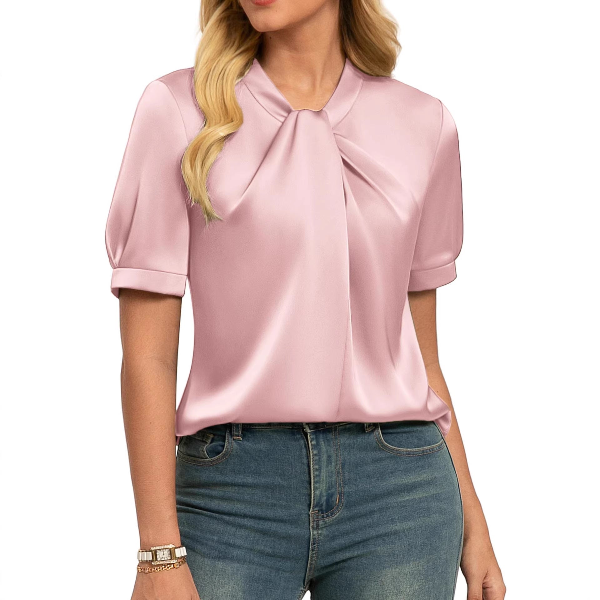 Short-sleeve Satin Shirt Business Casual