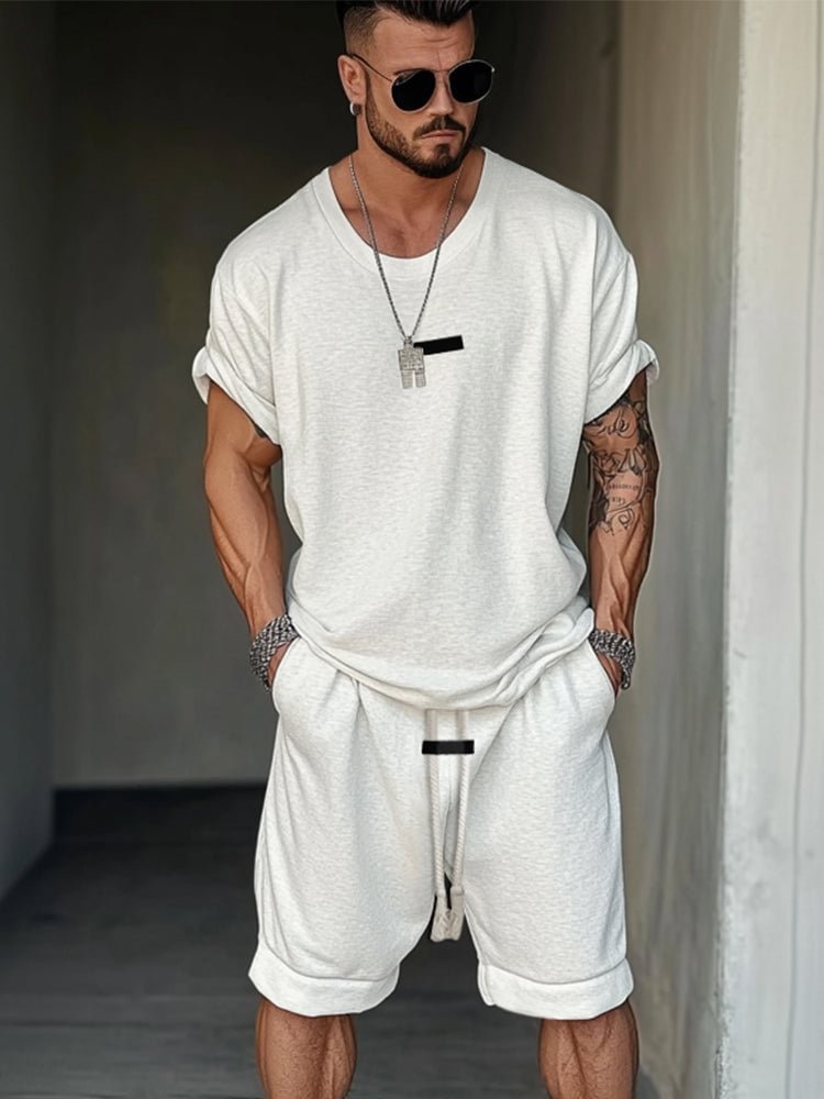 Men's European And American Fashion T-shirt Shorts Letter Printing Suit