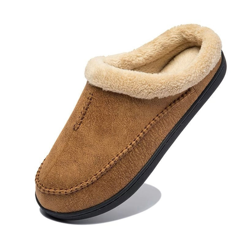 Mens Fur-lined Slippers From Europe And The US Non-slip Bean-shaped Cotton Shoes