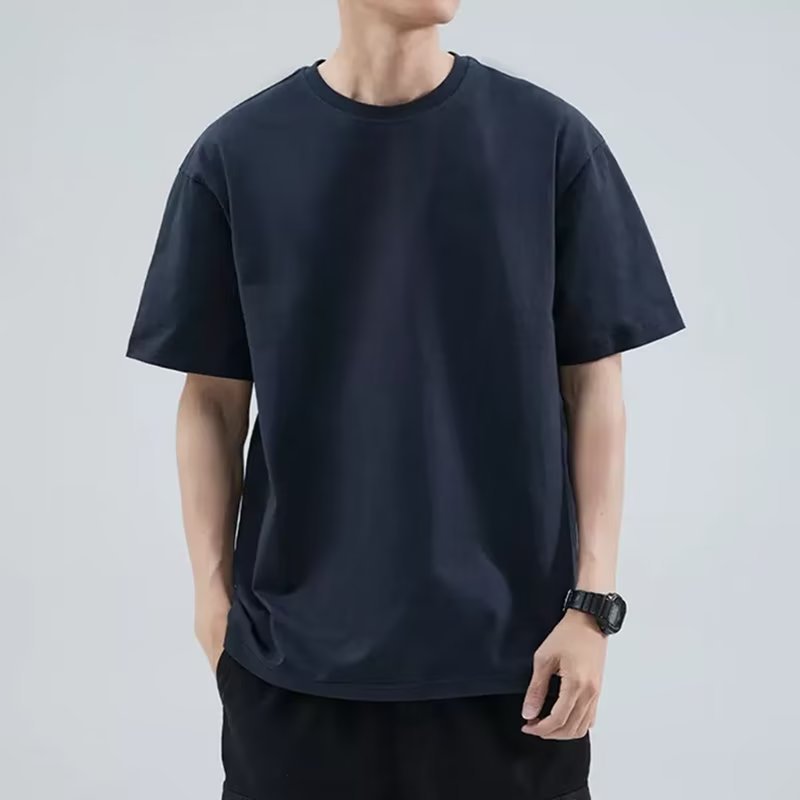 Mens Loose Simple Versatile Solid-color Top