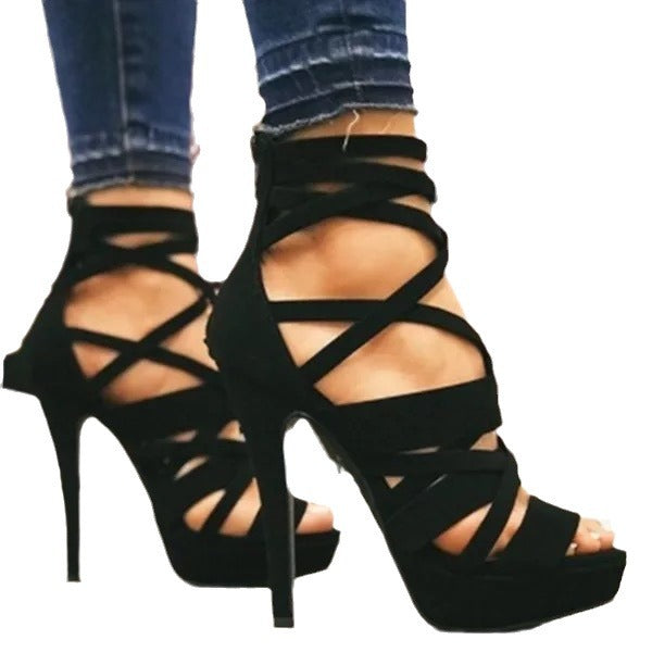 Plus-size Vintage High-heeled Sandals For Women