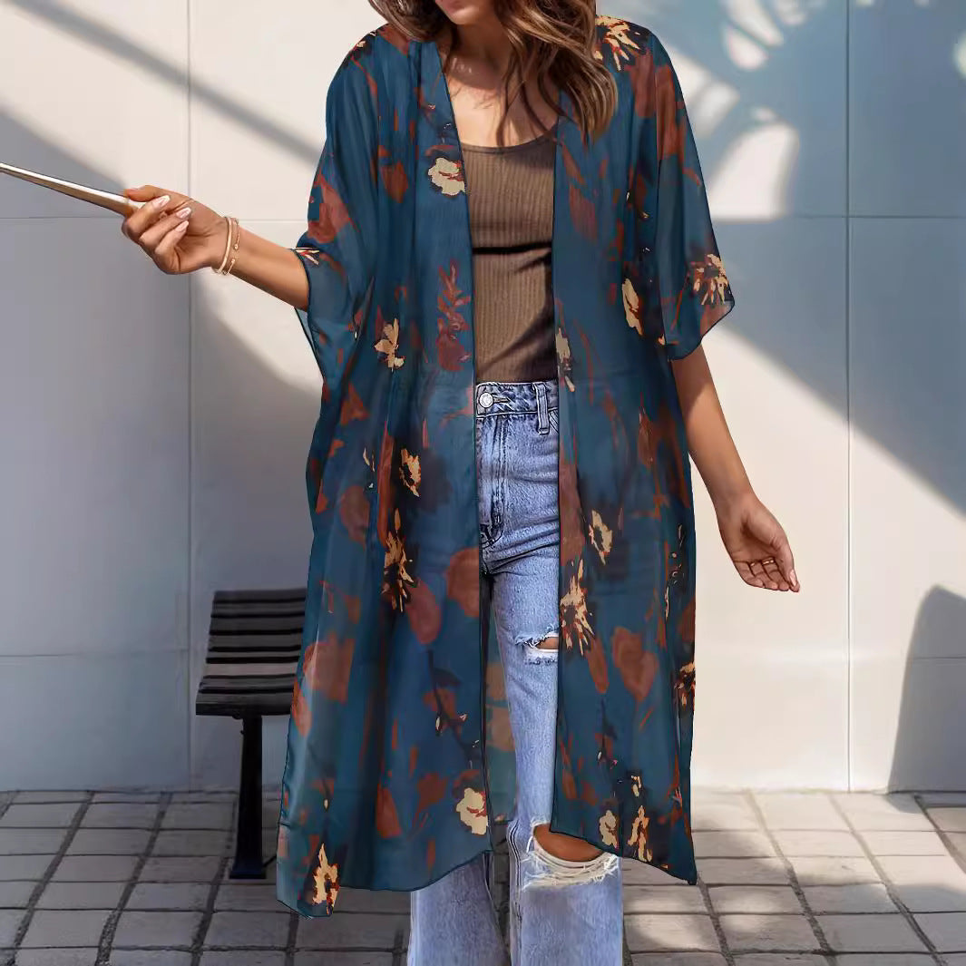 Women's Aztec-print Batwing Cardigan Cloak