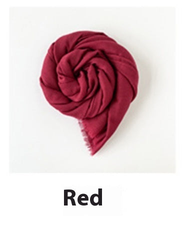 Muslim Kerchief Slub Cotton Scarf Tassel