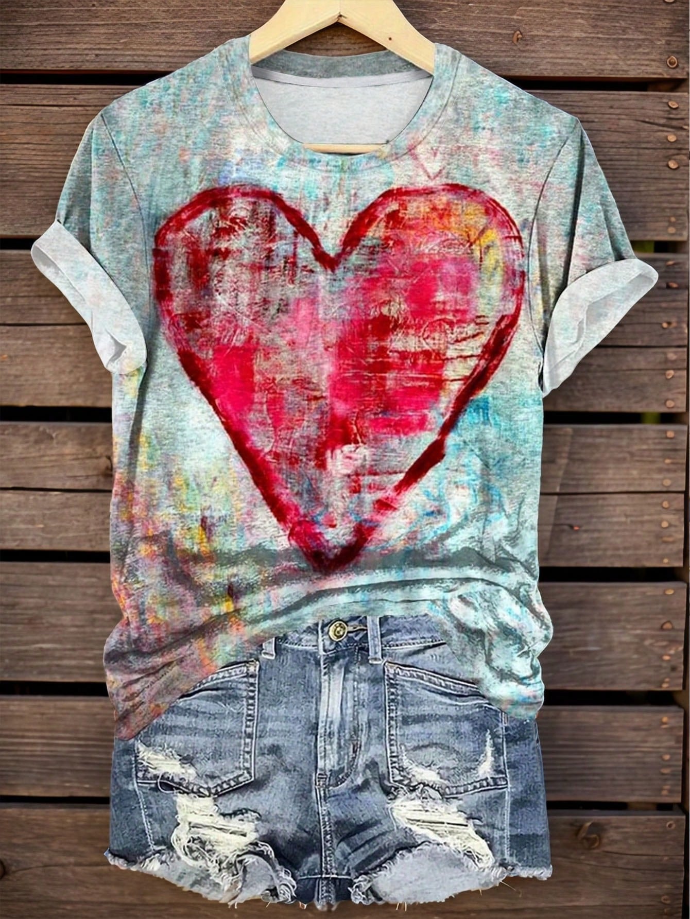 3D-printed Chic Casual Womens Short-sleeve Crewneck T-shirt