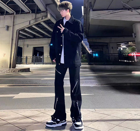 Mens High-street Edgy And Stylish Loose-fit Pants