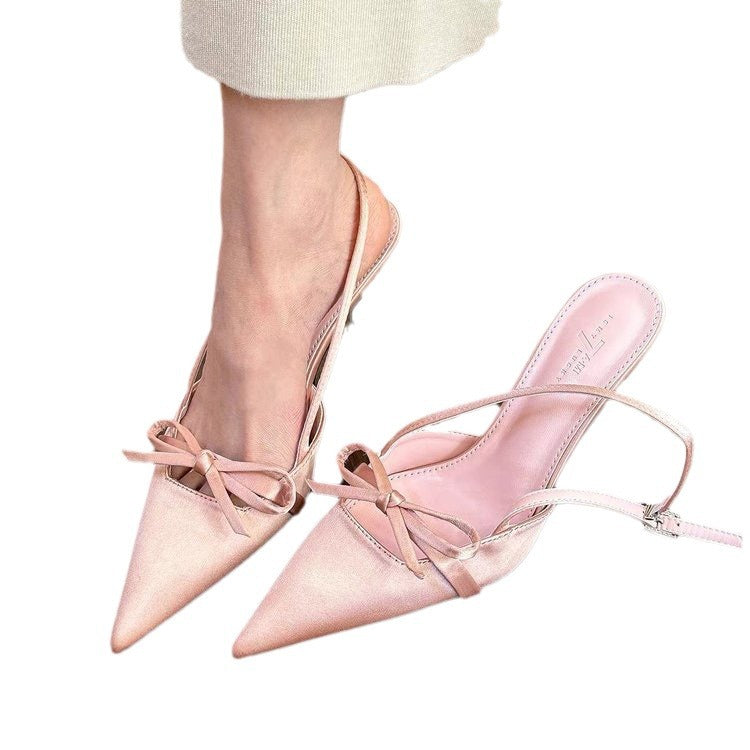 Elegant Niche Pointed-toe Sandals With A Bow Detail