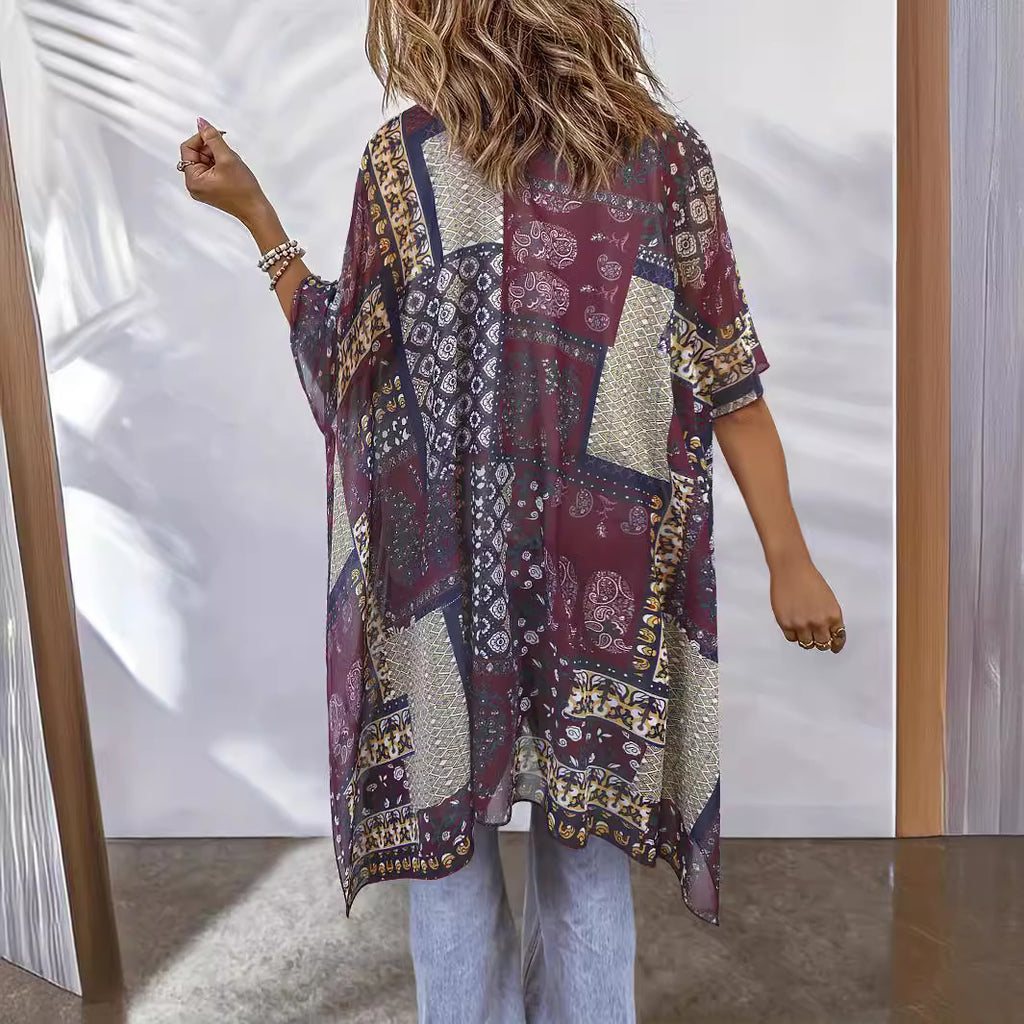 Women's Aztec-print Batwing Cardigan Cloak
