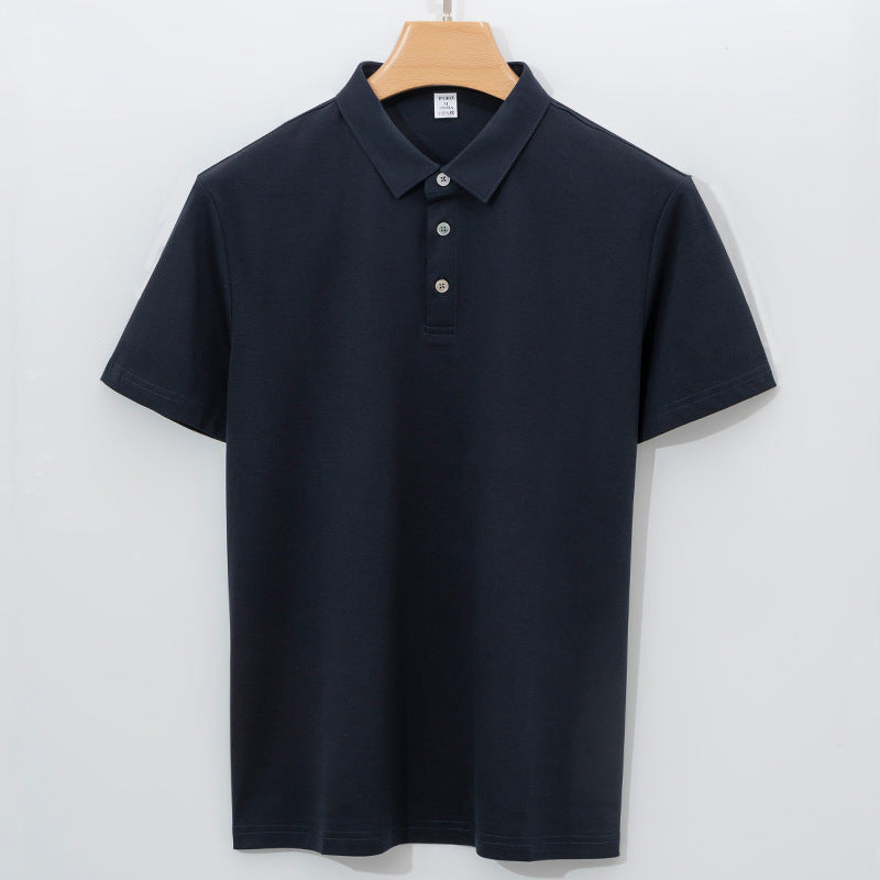 High-end 120-count Double-sided Mercerized Cotton Mens Short-sleeve Polo Shirt