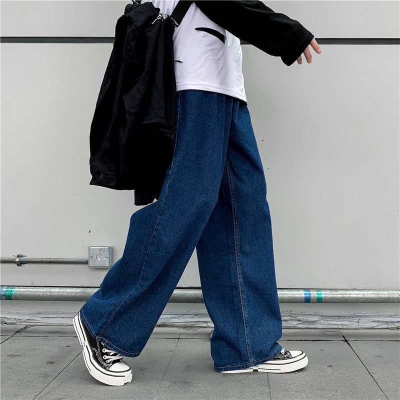 Denim Trousers Men's Korean-style Straight Loose Teen