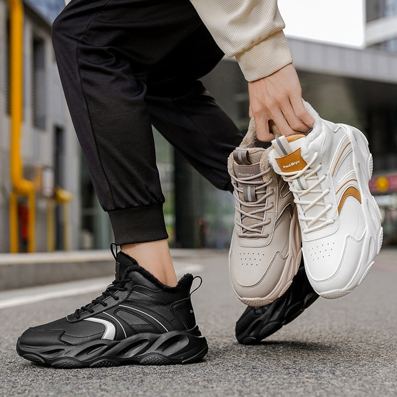 Mens Cozy  Thick-soled Cotton Shoes For Casual And Athletic Wear