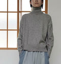 Elegant Commuter Knitted Long-Sleeve T-Shirt With A High Neck Pullover Sweater