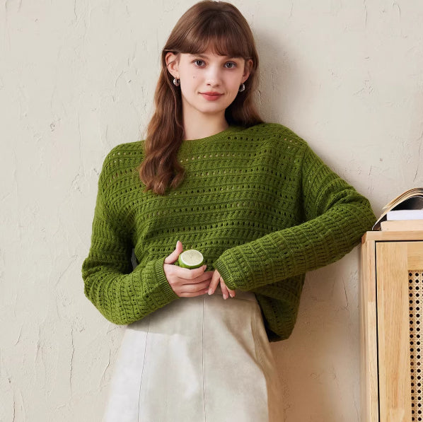 New FallWinter Hollowed-Out Merino Wool Womens Sweater