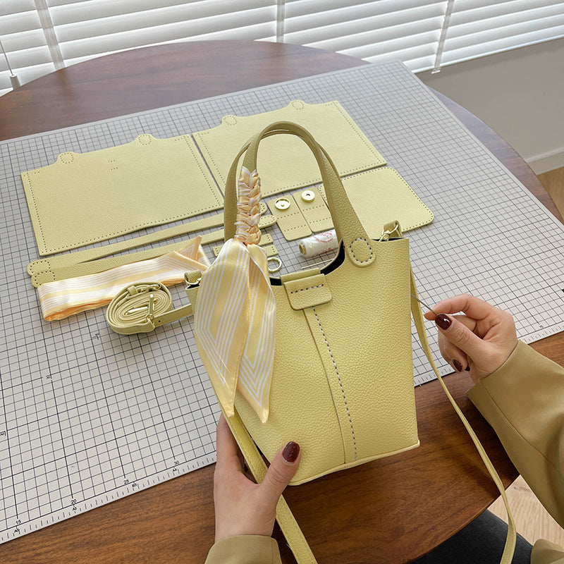 Western-style Bucket Bag With Silk Scarf For Women