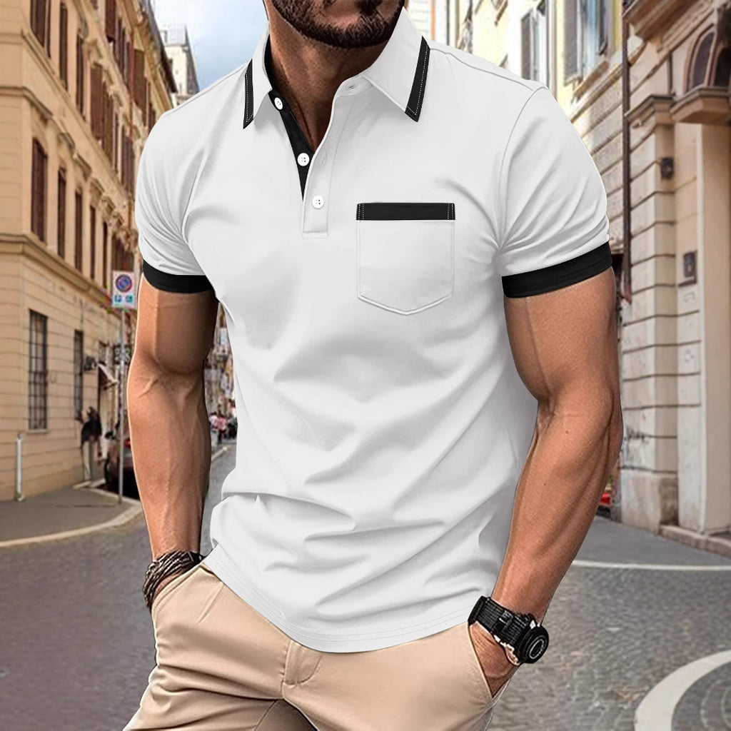 Men's Patchwork Button Pocket Casual Top