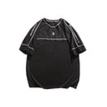Contrasting Color Three-Dimensional Striped Short-Sleeved Half-Sleeved Shirt