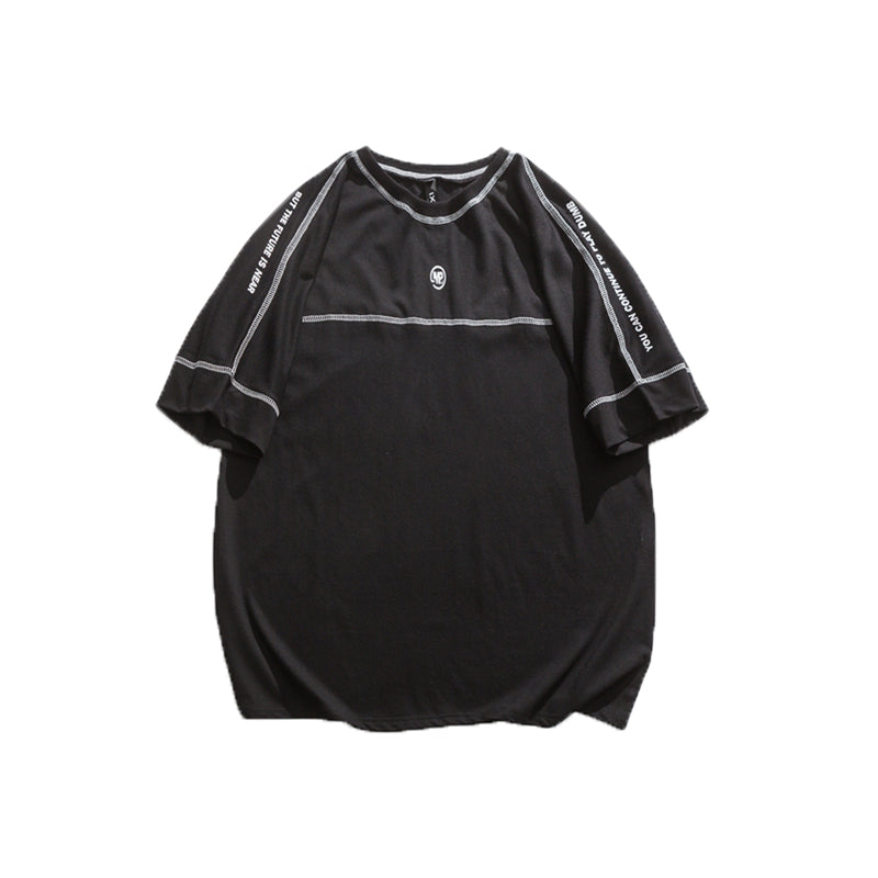 Contrasting Color Three-Dimensional Striped Short-Sleeved Half-Sleeved Shirt