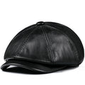 Mens Vintage Beret Leather Octagonal Cap