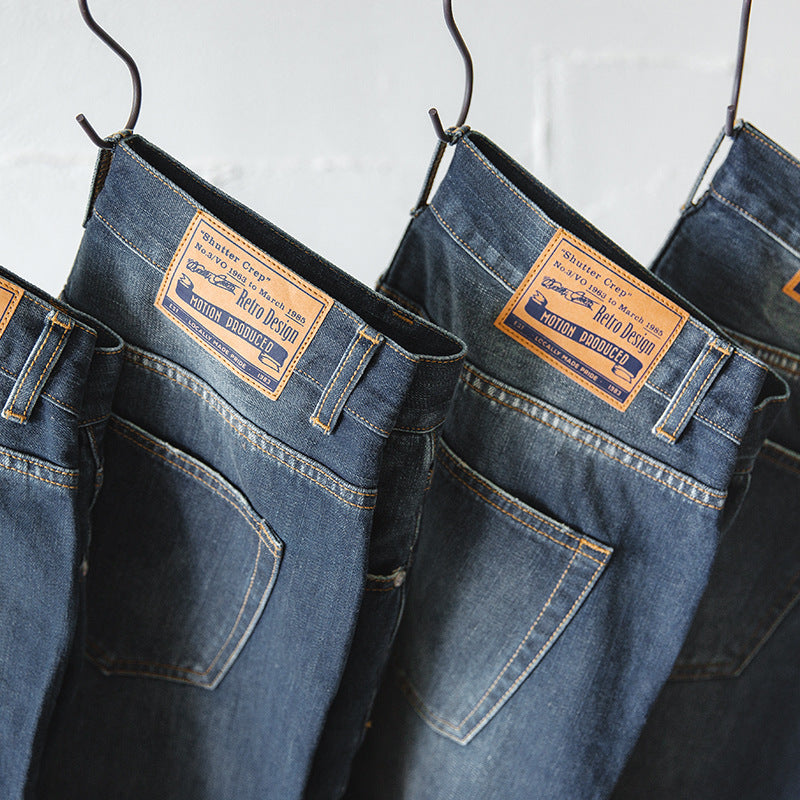 Tooling Retro Tattered Jeans Washed Cropped Pants