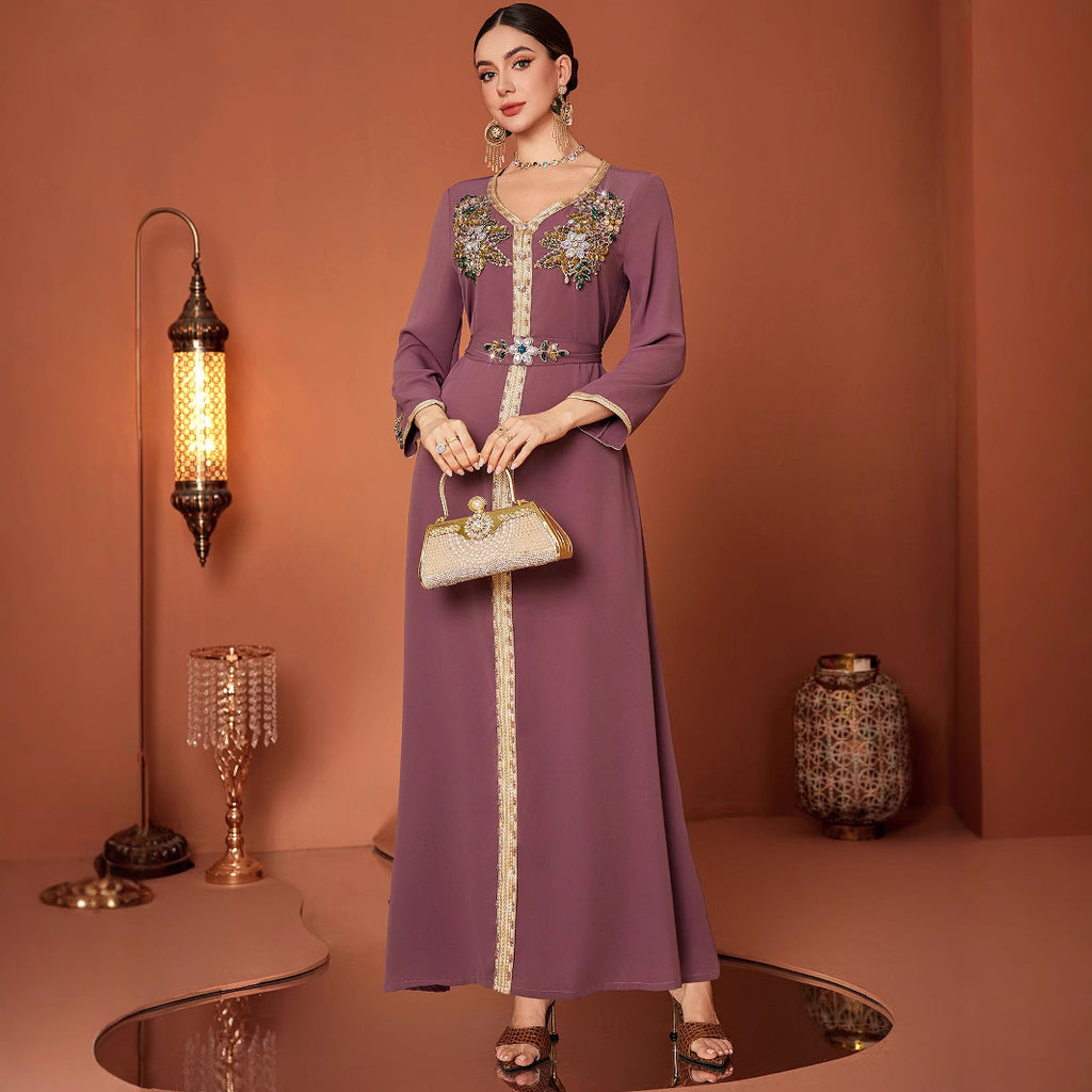 Middle East Muslim Fashionable Elegant New Embroidered Musilin Robe