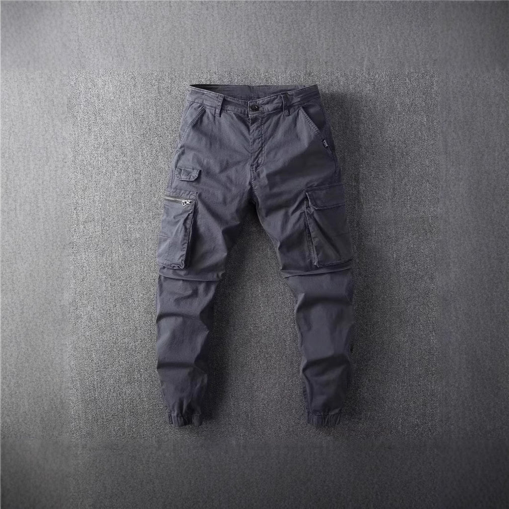 Retro-style Workwear Casual Wide-leg Jogger Pants