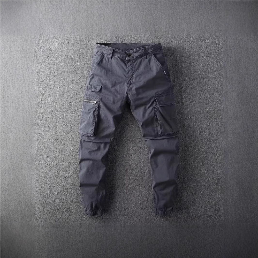 Retro-style Workwear Casual Wide-leg Jogger Pants