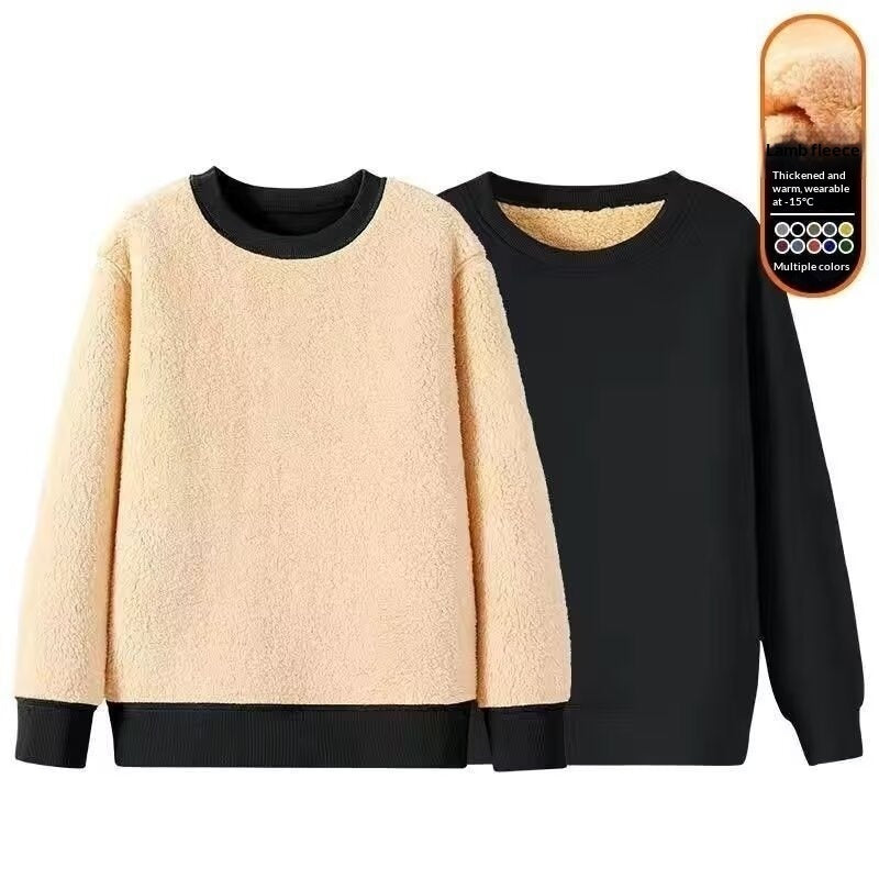 Mens Loose-fitting Versatile Extra-thick Crewneck Hoodie