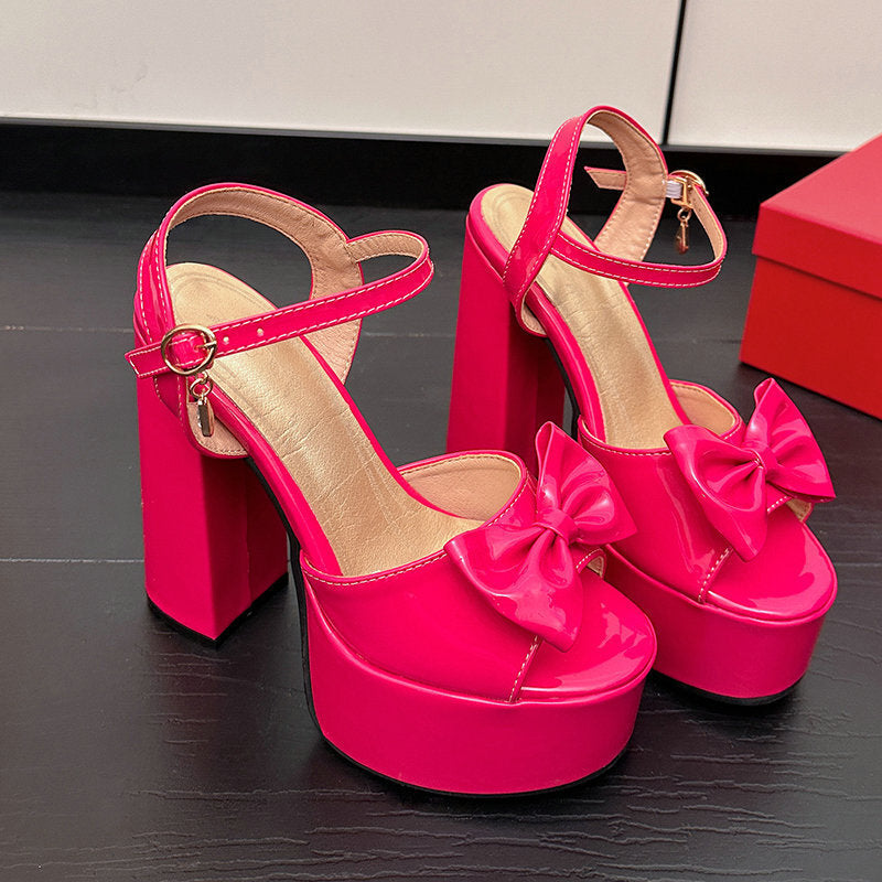 Womens Chunky-heel Ultra-high-heeled Peep-toe Sandals