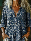 Womens Printed Long-Sleeve Shirt Top