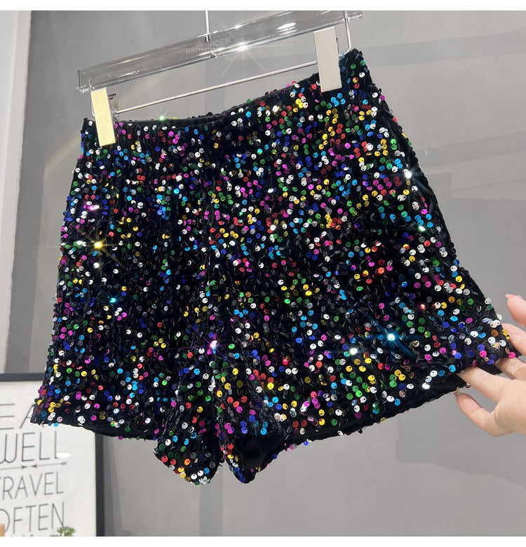 Suede Embroidered Beaded Gray Casual Shorts For Women