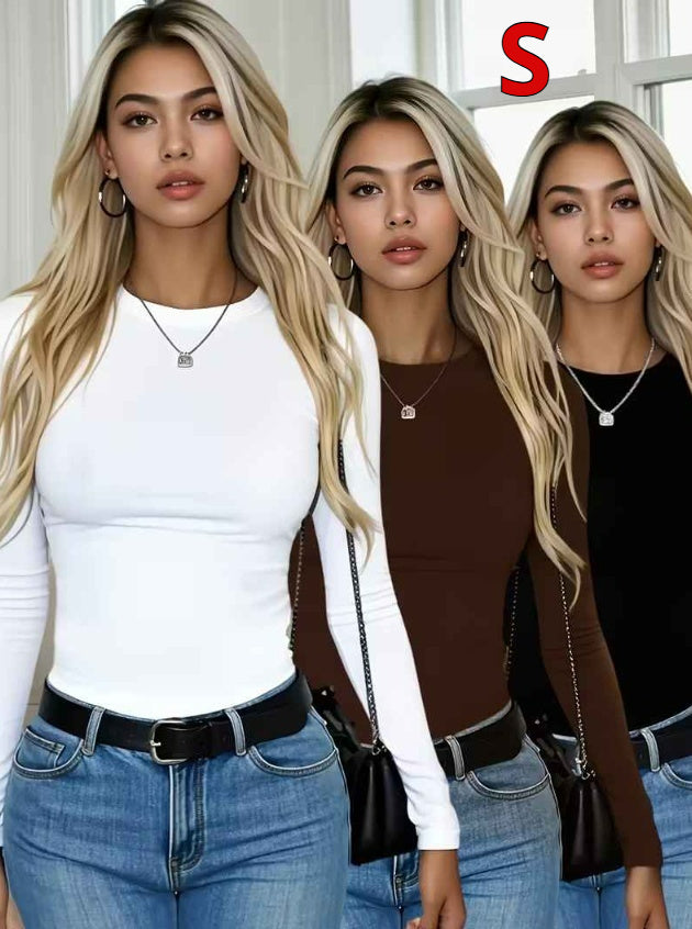 Ladies Solid Color Slim Bottoming Shirt