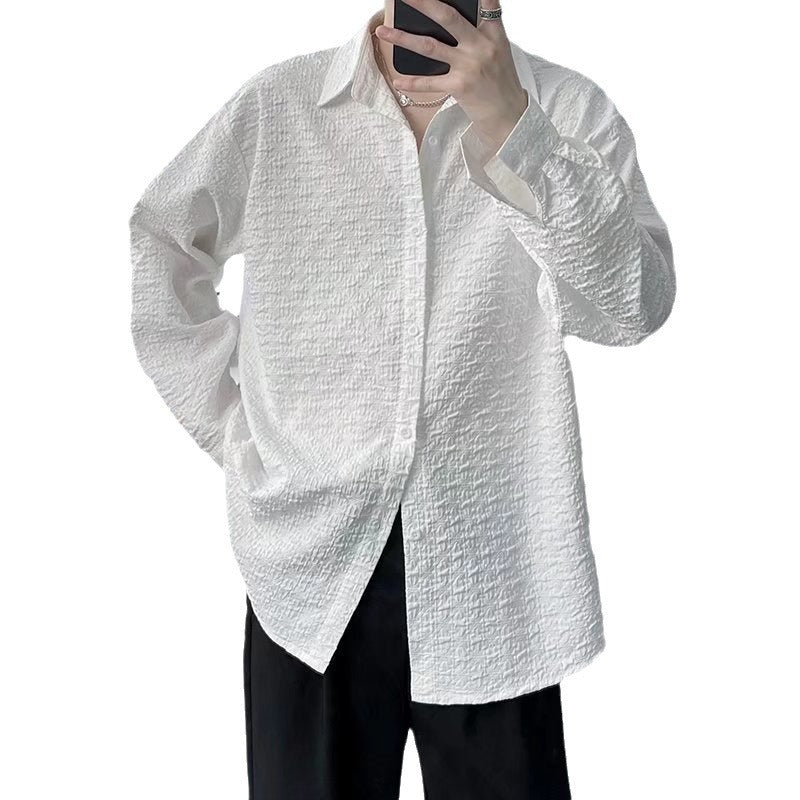 Mens Embossed Light-Luxury Shirt Top